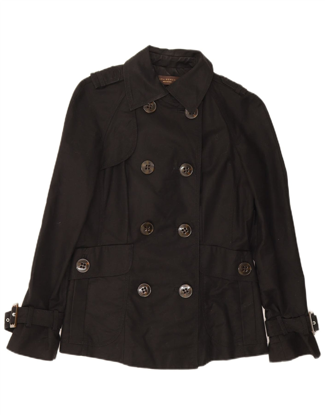 Женский тренч Zara UK 10, маленький черный хлопок