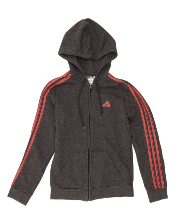 Женский свитер с капюшоном на молнии Adidas UK 4/6 XS, серый хлопок