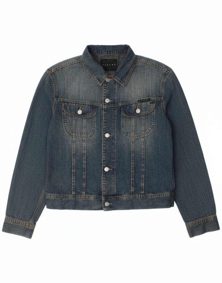 SISLEY Womens Denim Jacket UK 16 Large Blue Cotton