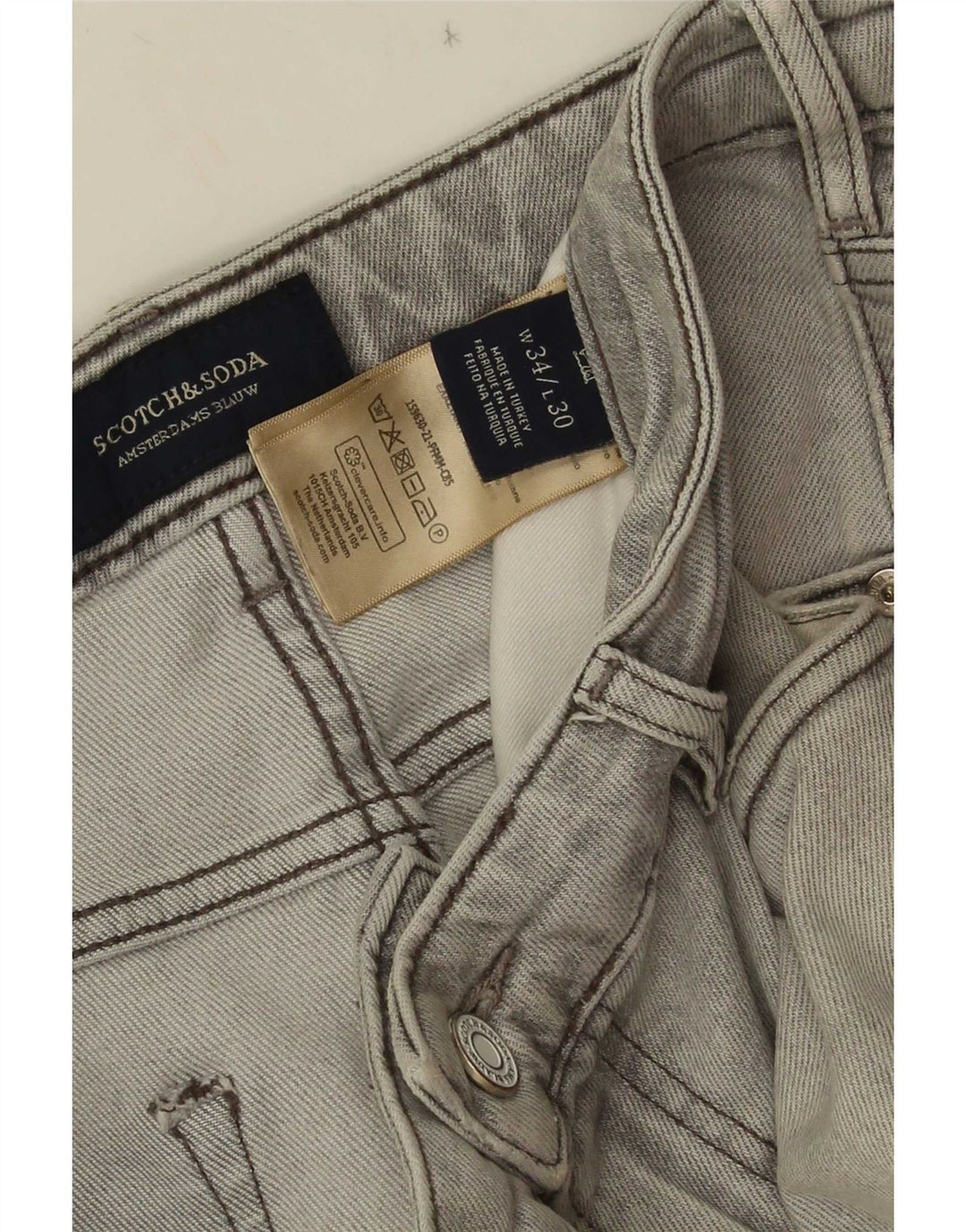 Мужские узкие джинсы Scotch & Soda W34 L30 Серые хлопковые