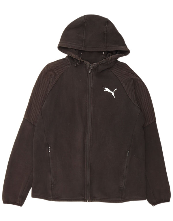 Мужской свитер с капюшоном на молнии с графическим рисунком Puma, большой черный, хлопковый