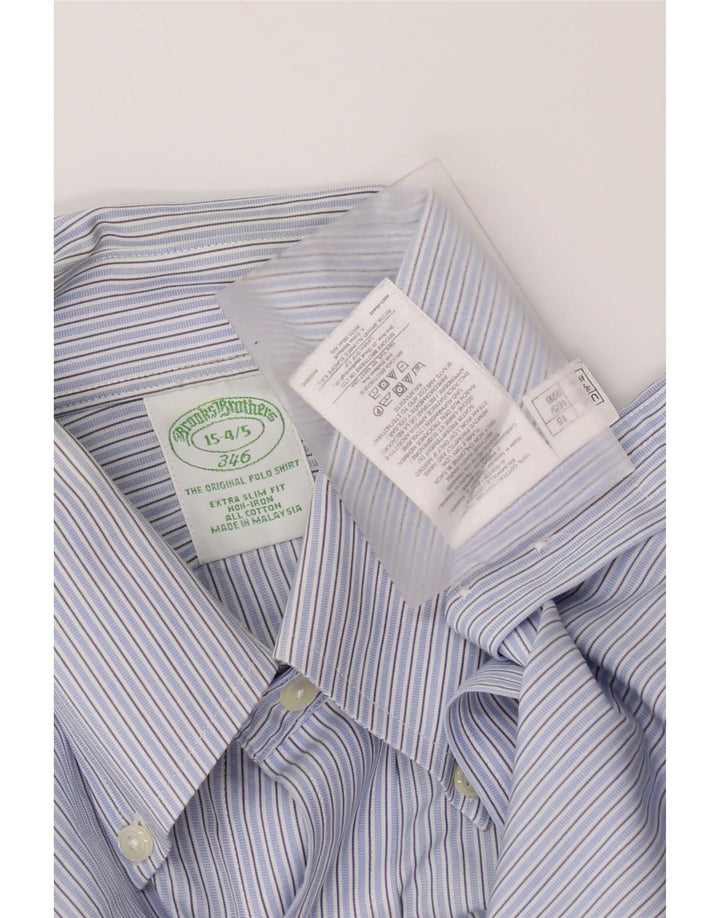 Мужская рубашка Brooks Brothers 346, размер 15, средний синий в полоску, хлопок
