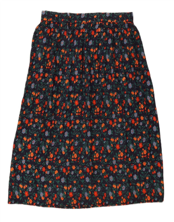 VINTAGE Womens A-Line Skirt W30 Medium  Navy Blue Floral