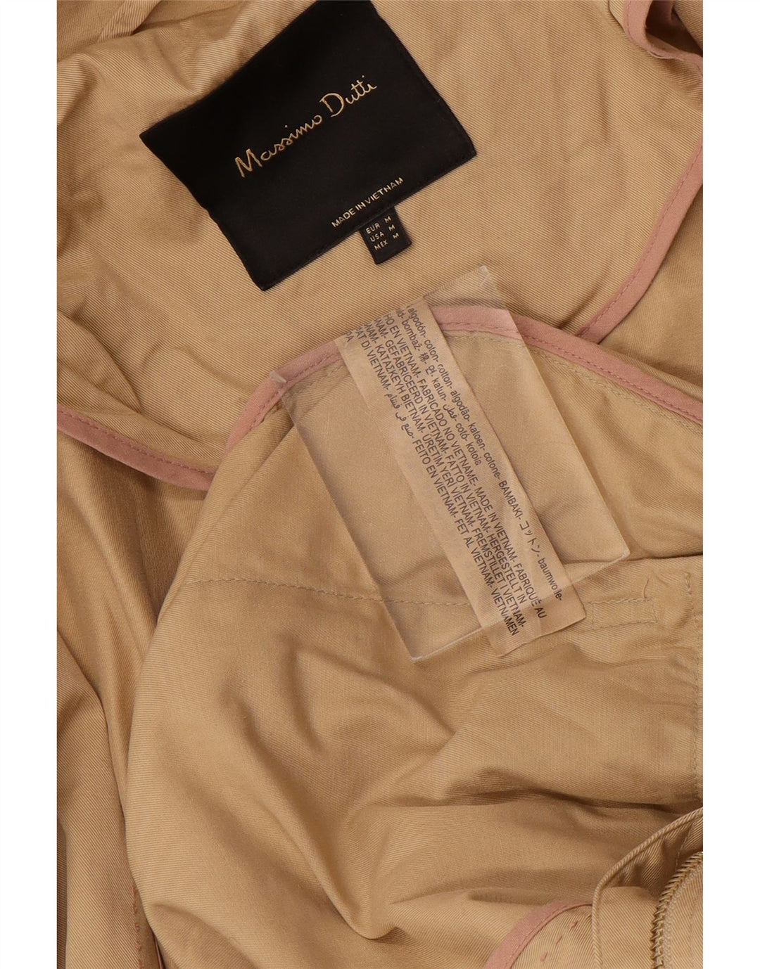Женская парка MASSIMO DUTTI с капюшоном UK 14, средний бежевый хлопок