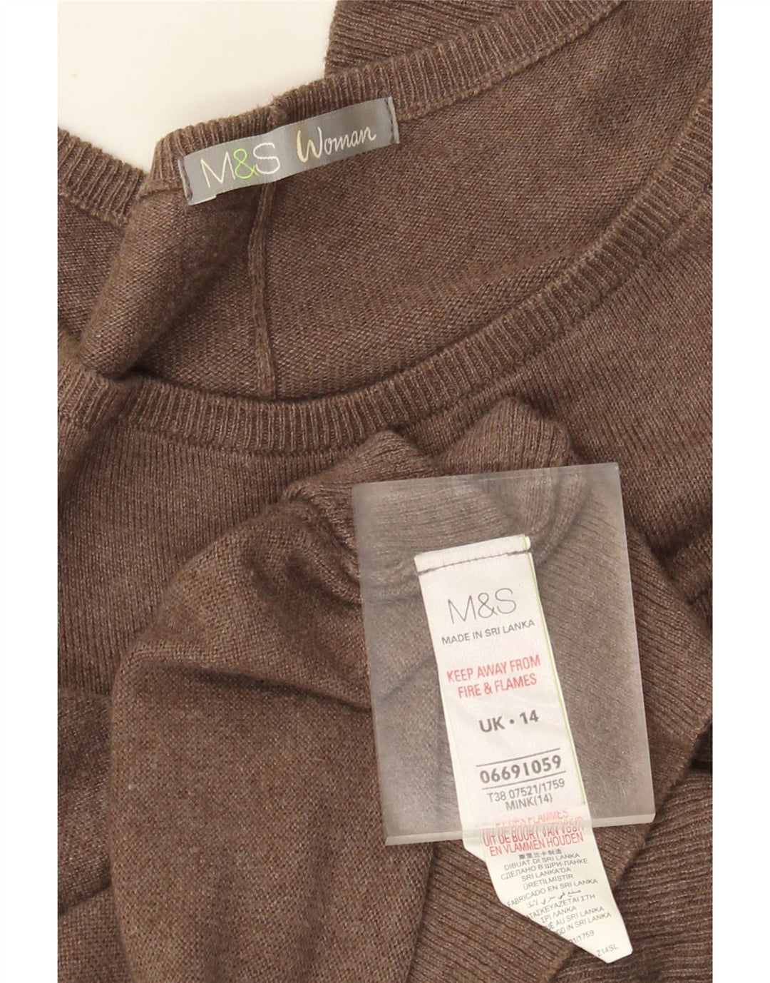 Женский джемпер Marks & Spencer UK 14, хлопковый средний коричневый цвет