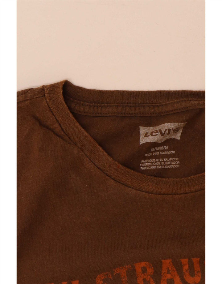 Мужская футболка с рисунком Levi's, хлопковый топ среднего коричневого цвета