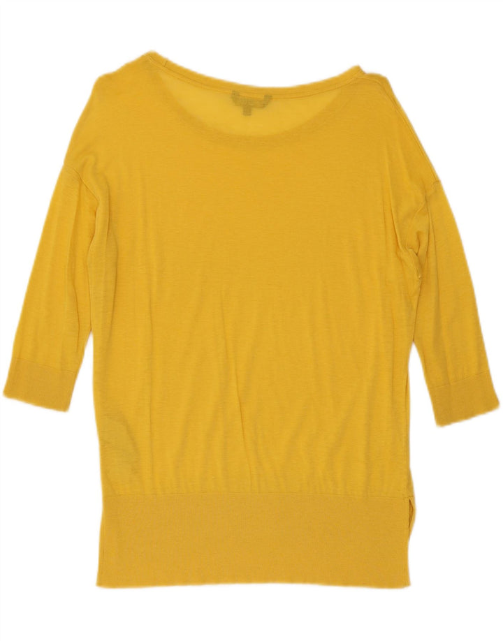 MASSIMO DUTTI Womens Boat Neck Jumper Sweater UK 14 Medium Yellow