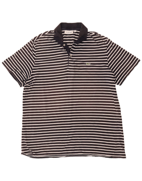 Мужская рубашка-поло стандартного кроя Lacoste, размер 7, 2XL, хлопковая темно-синяя полоска