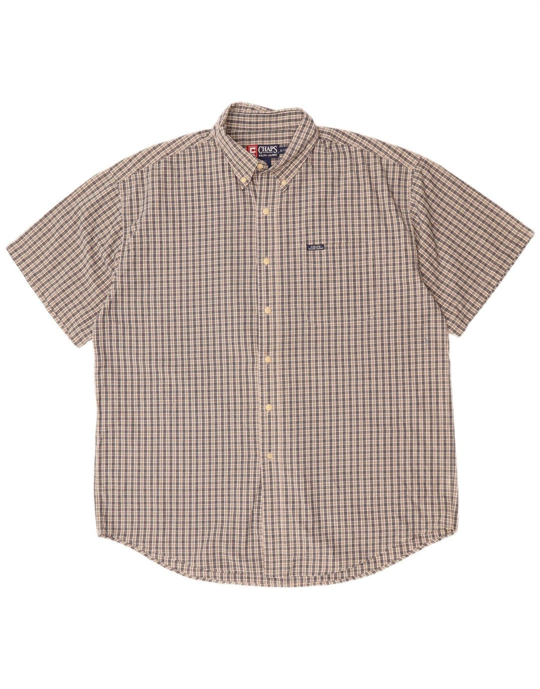 Мужская рубашка с коротким рукавом Chaps Ralph Lauren XL, синяя клетка, хлопок