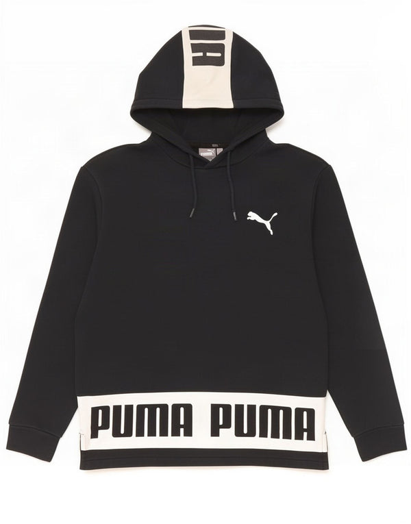 Мужской джемпер с капюшоном Puma, маленький черный, хлопок с цветными блоками