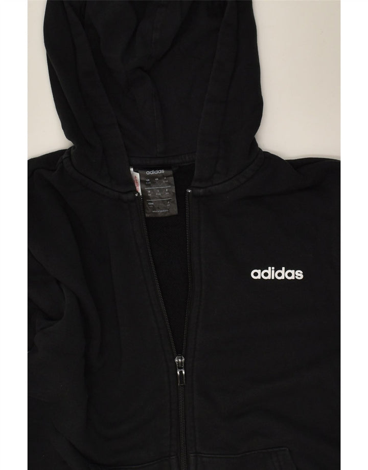 ADIDAS Boys Zip Hoodie Sweater 13-14 Years Black Cotton | Vintage Adidas | Thrift | Second-Hand Adidas | Used Clothing | Messina Hembry 