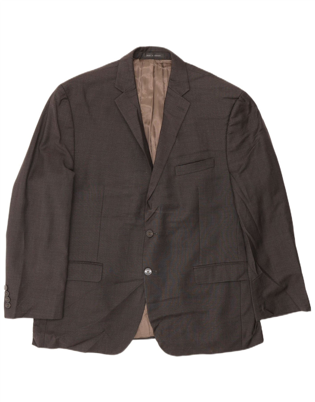 Мужской пиджак с 2 пуговицами Calvin Klein UK 44 2XL Коричневый шерстяной с узором «гусиные лапки»