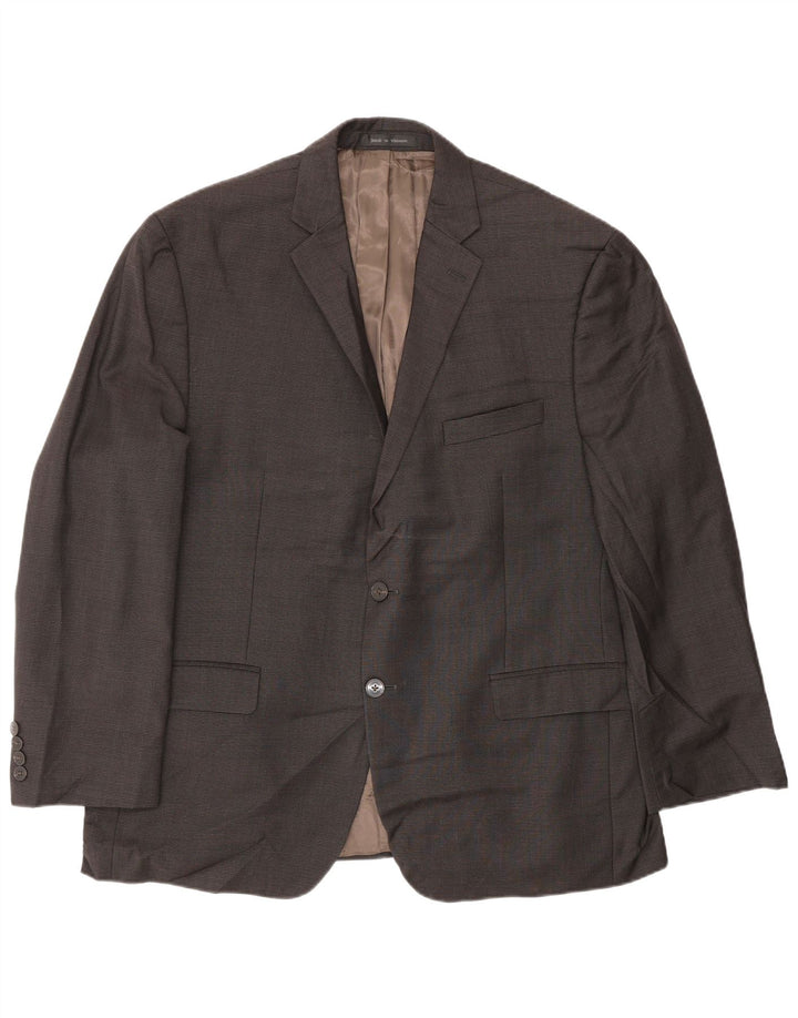 Мужской пиджак с 2 пуговицами Calvin Klein UK 44 2XL Коричневый шерстяной с узором «гусиные лапки»