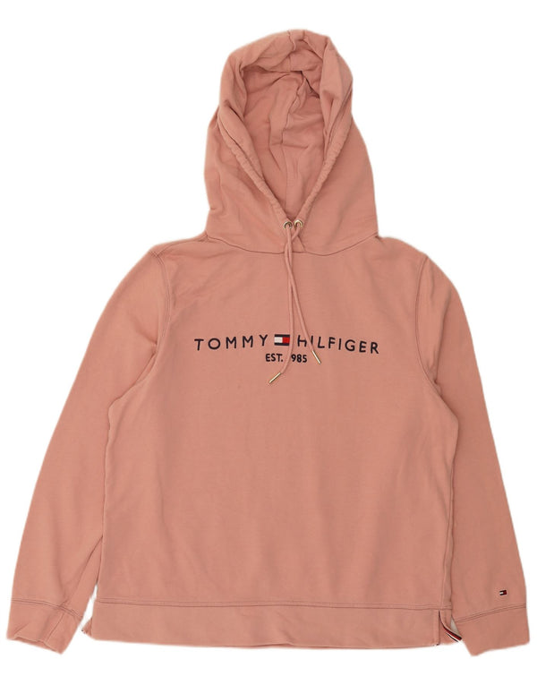 Женский джемпер с капюшоном с рисунком Tommy Hilfiger UK 16, большой розовый хлопок