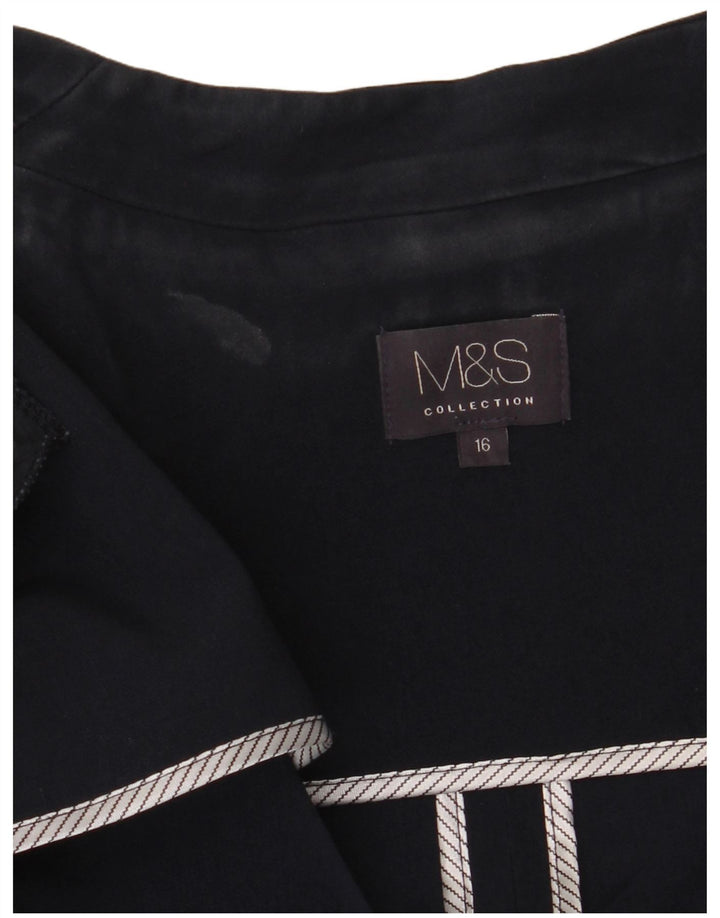 Женский открытый пиджак Marks & Spencer UK 16, большой темно-синий полиэстер
