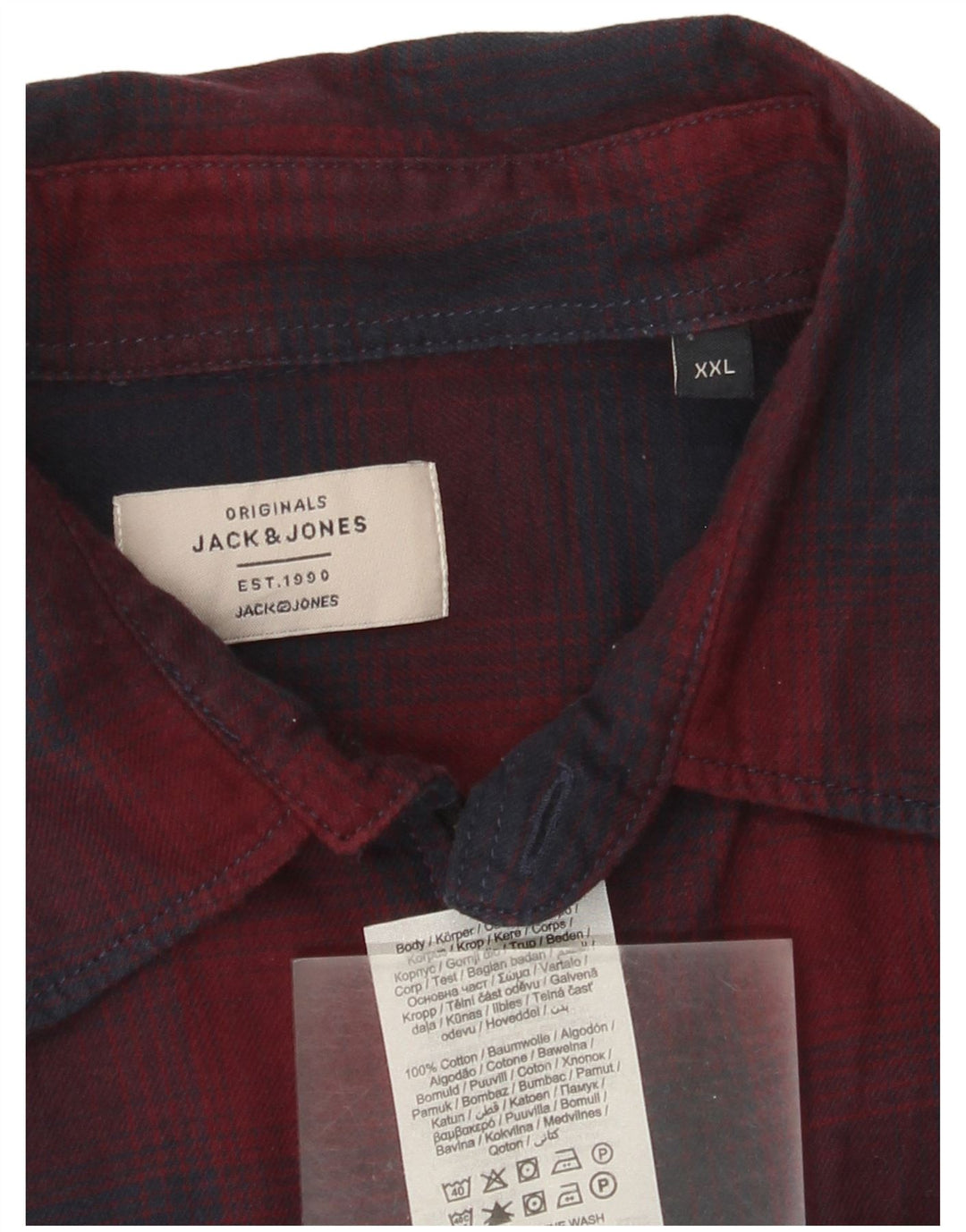 Мужская фланелевая рубашка Jack & Jones 2XL, хлопковая красная клетка