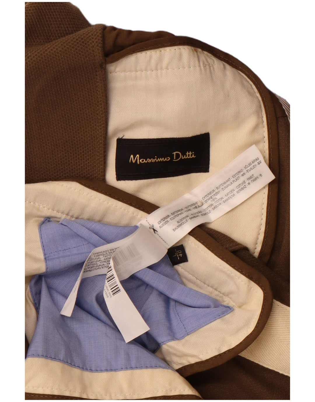 Мужской пиджак MASSIMO DUTTI на 3 пуговицах UK 40, большой коричневый хлопок