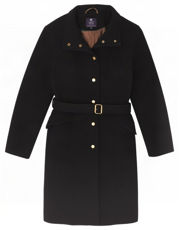 Женское пальто Marks & Spencer UK 14, средний черный, шерстяное