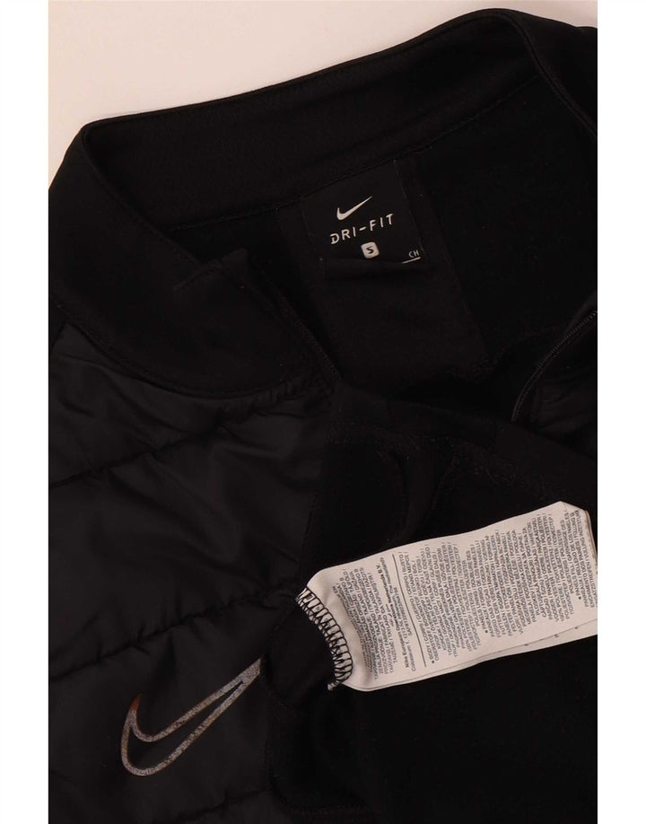 Мужской пуловер с воротником на молнии Nike Dri Fit, маленький черный цветной блок