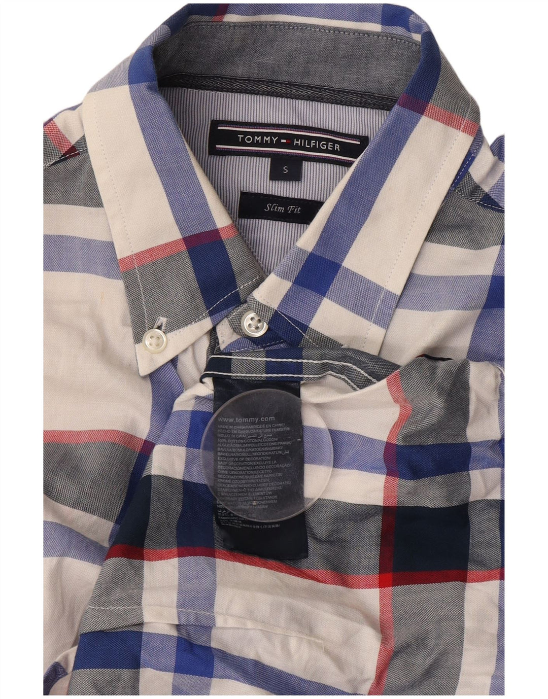 Мужская рубашка узкого кроя Tommy Hilfiger, маленькая разноцветная клетка, хлопок