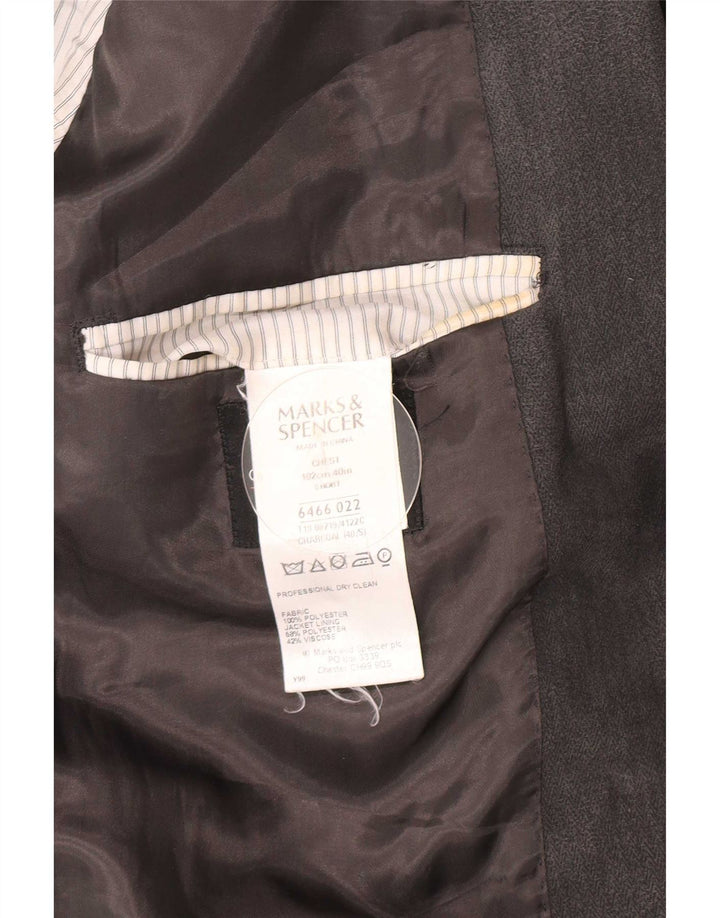 Мужской пиджак на двух пуговицах Marks & Spencer UK 40, средний серый с узором «елочка»