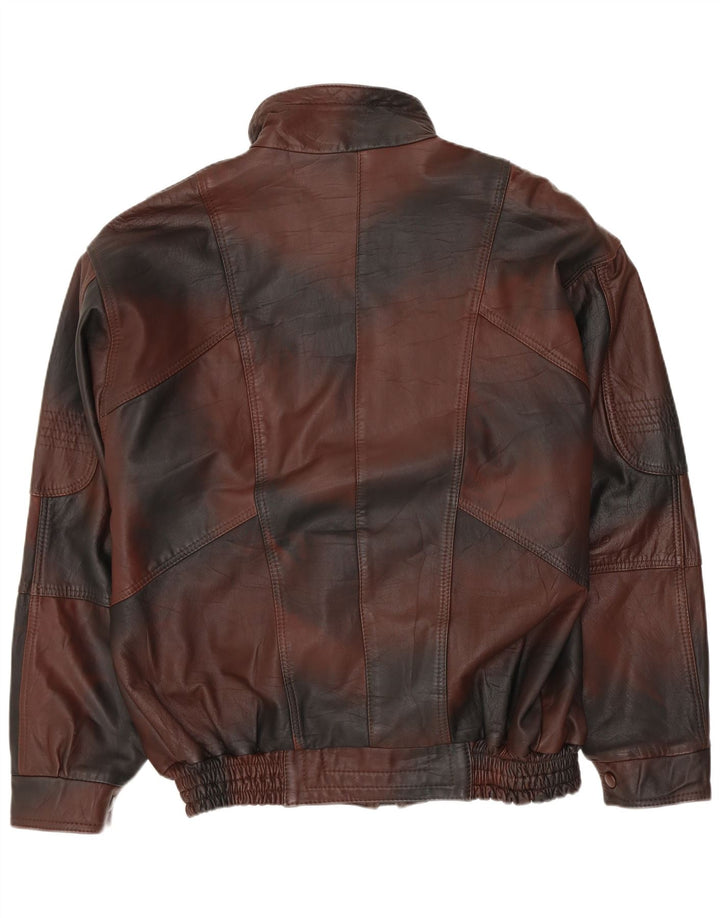 Мужская кожаная куртка VINTAGE UK 40, большая коричневая тай-дай