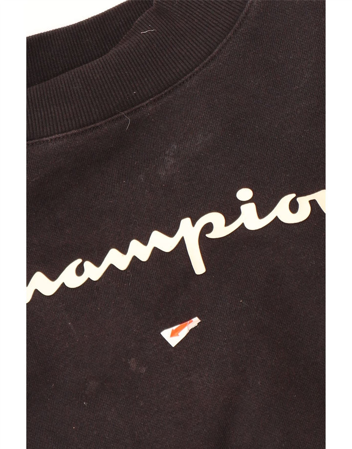 Свитшот с рисунком CHAMPION для девочек, 11–12 лет, большой размер, черный хлопок, хлопок