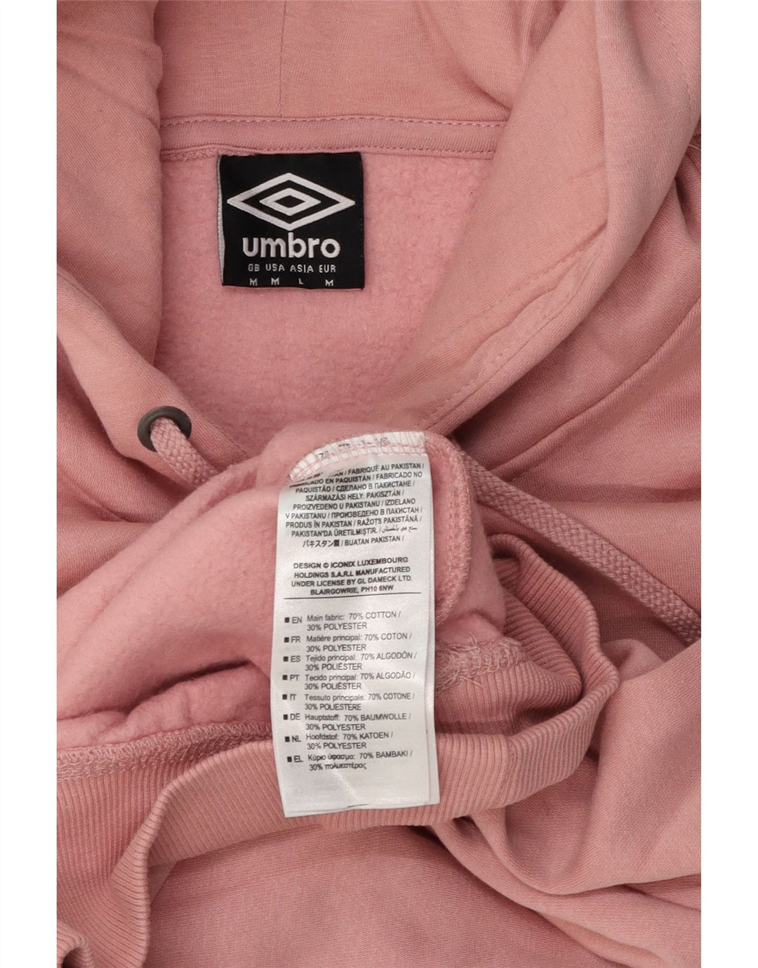 Umbro Мужской джемпер с капюшоном с рисунком, средний розовый, хлопковый