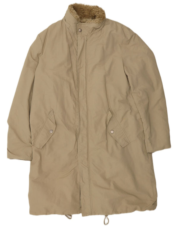 Zara Mens Windbreaker Coat UK 40 Large Khaki Cotton