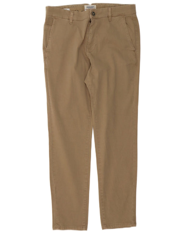 Мужские узкие брюки-чиносы Jack & Jones W32 L30, бежевый хлопок