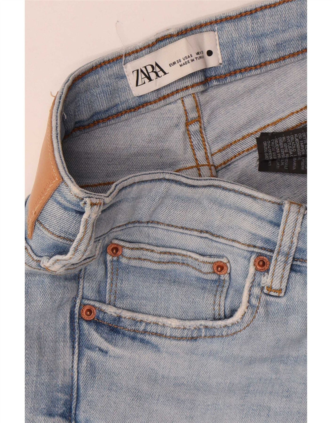 Женские узкие джинсы Zara EU 38, маленькие W28 L27, синие, хлопок