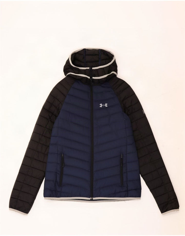 Женская стеганая куртка Jack Wolfskin UK 12, средний темно-синий цвет с цветными блоками