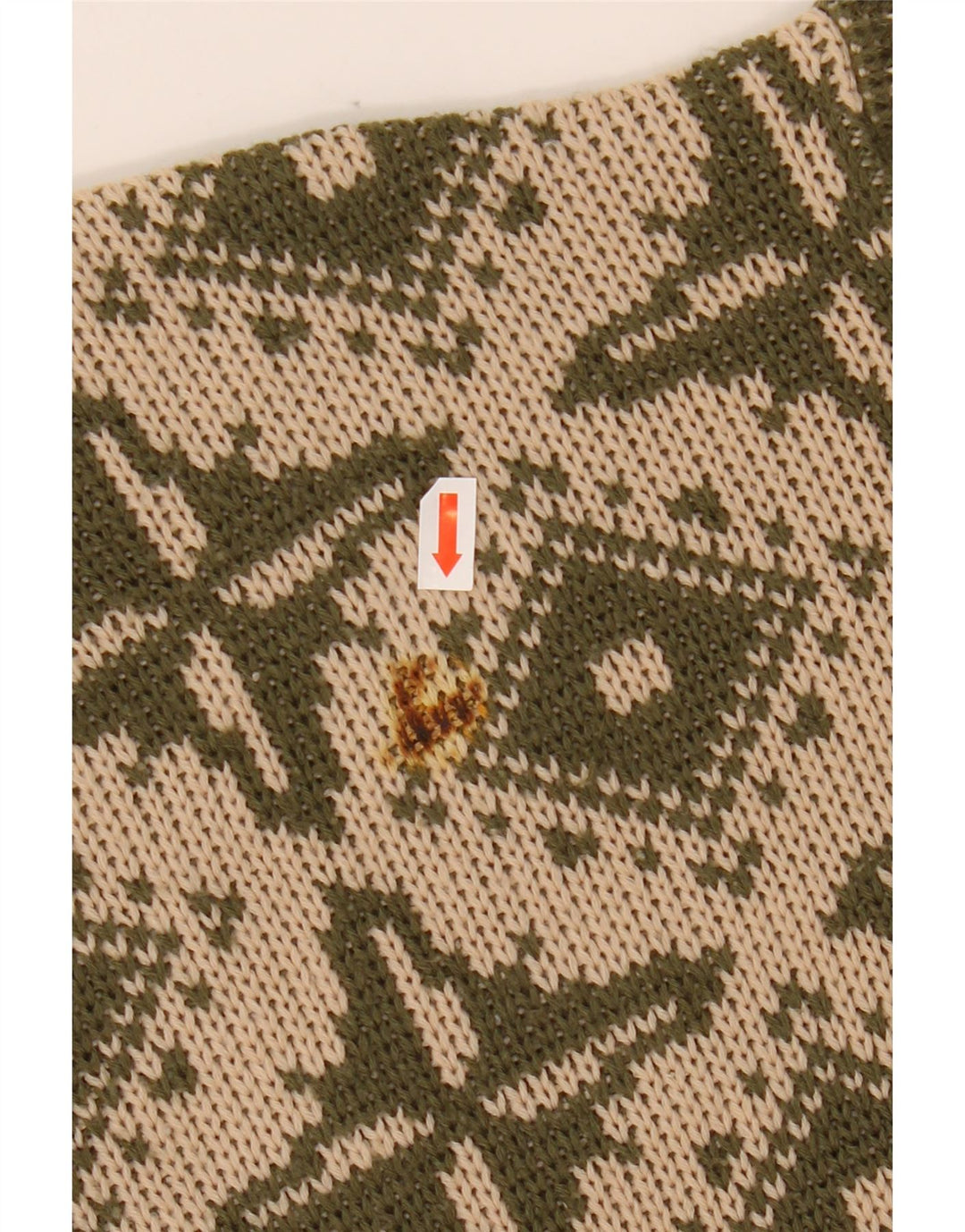 VINTAGE Женский джемпер с вырезом «лодочка» IT 46, большой бежевый с геометрическим узором