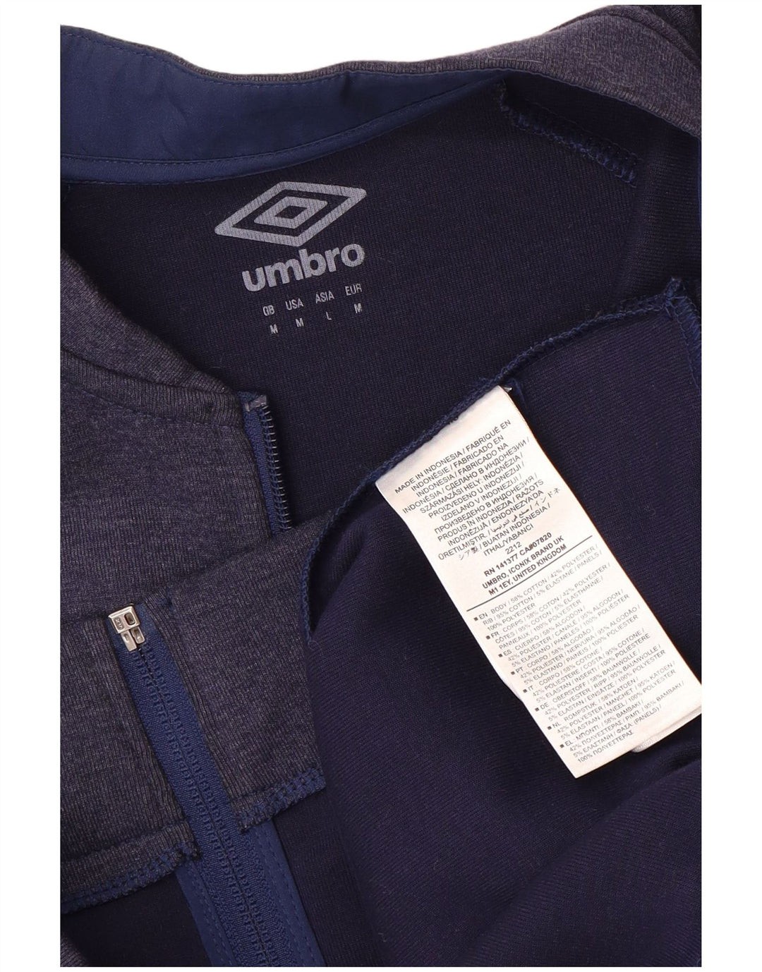 UMBRO Мужской спортивный костюм с графическим рисунком, верхняя куртка, средний темно-синий, с цветными блоками
