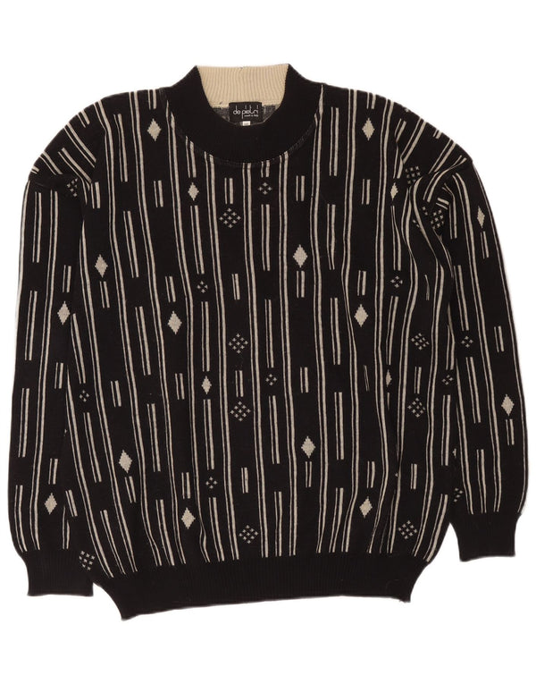 Мужской джемпер с круглым вырезом De Pietri IT 48 Medium Black Geometric
