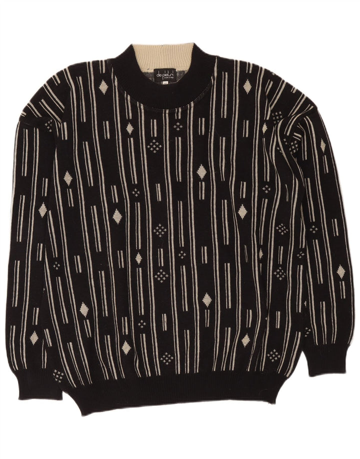 Мужской джемпер с круглым вырезом De Pietri IT 48 Medium Black Geometric