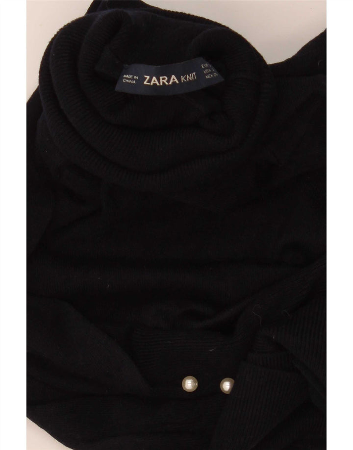 Женский джемпер с высоким воротником Zara UK 8, маленький темно-синий