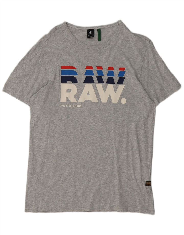 Мужская футболка с рисунком G-STAR, хлопковый топ среднего серого цвета с крапинками