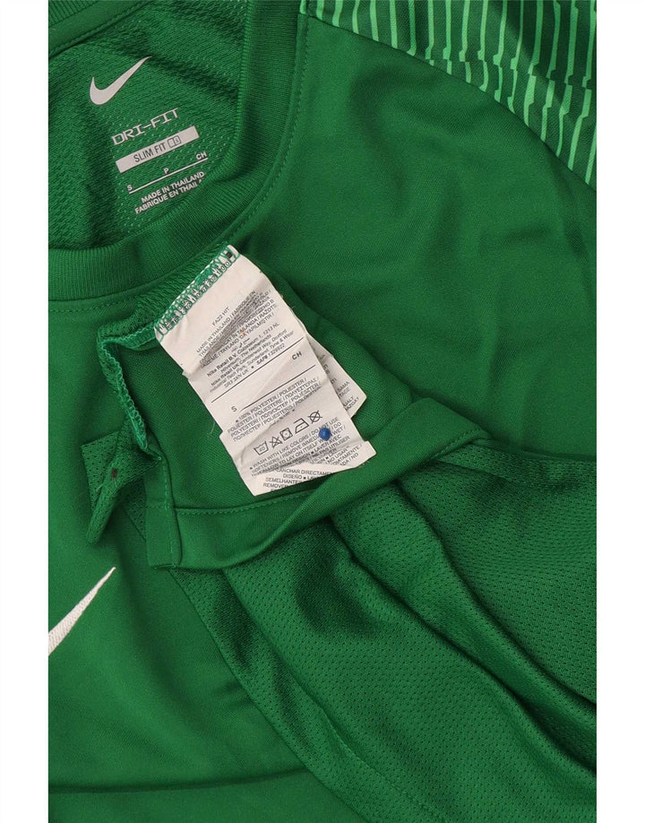 Мужская тонкая футболка Nike Dri Fit из полиэстера в маленькую зеленую полоску