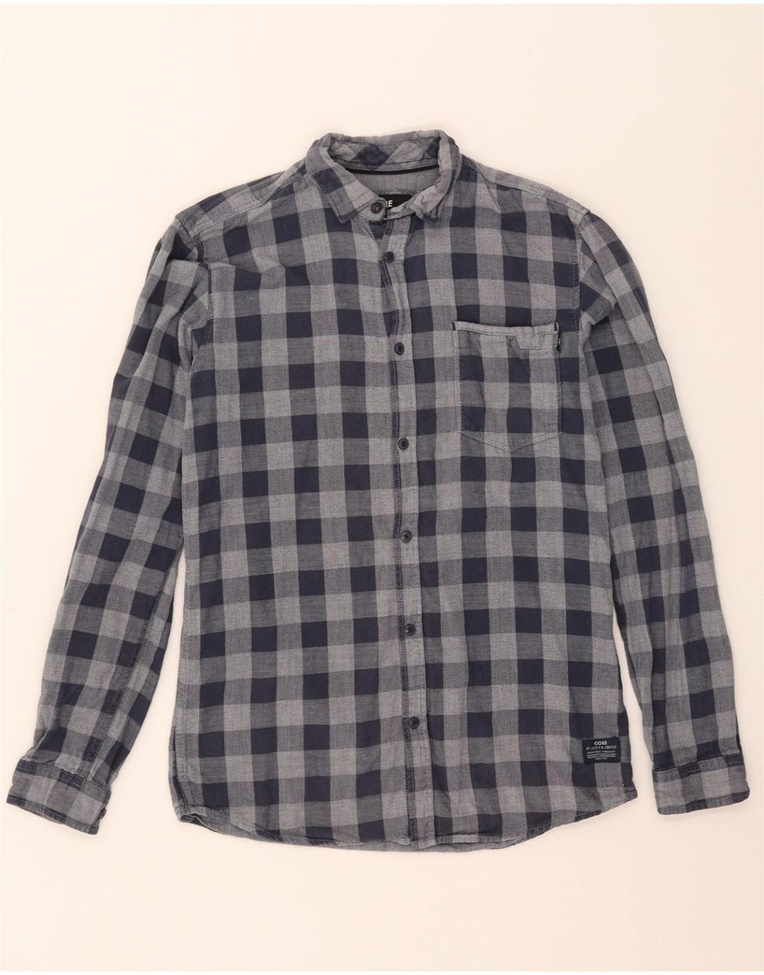 Мужская фланелевая рубашка JACK & JONES, маленькая, темно-синяя, хлопковая клетка