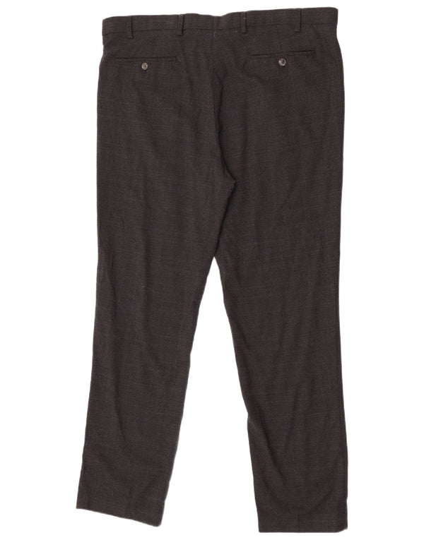 Мужские классические брюки Marks & Spencer W40 L32, черная шерстяная клетка