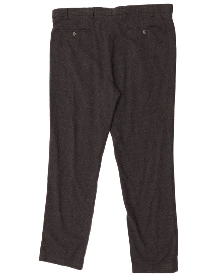 Мужские классические брюки Marks & Spencer W40 L32, черная шерстяная клетка