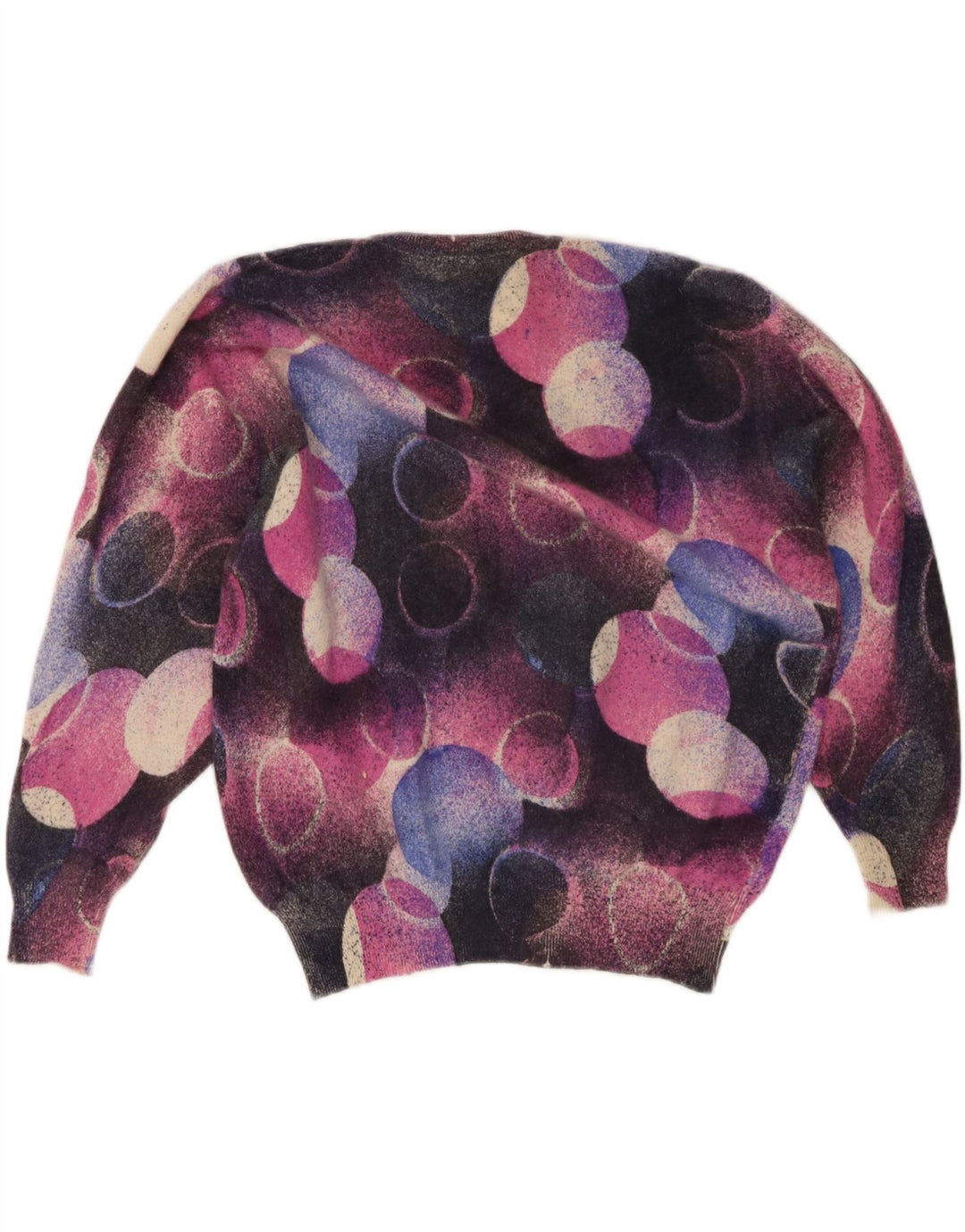 Винтажный женский джемпер с круглым вырезом, Великобритания, 16, большая разноцветная ангора