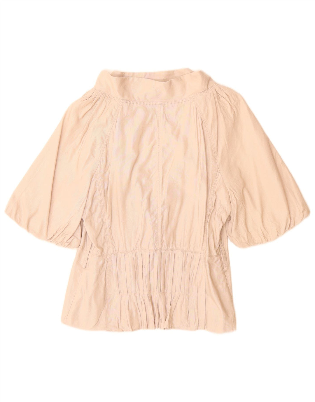 Женский пиджак с коротким рукавом Zara UK 16, большой бежевый хлопок в тонкую полоску