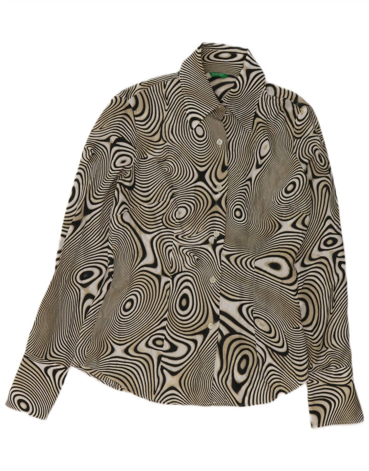 Женская блузка-рубашка с абстрактным узором BENETTON UK 14, средний черный