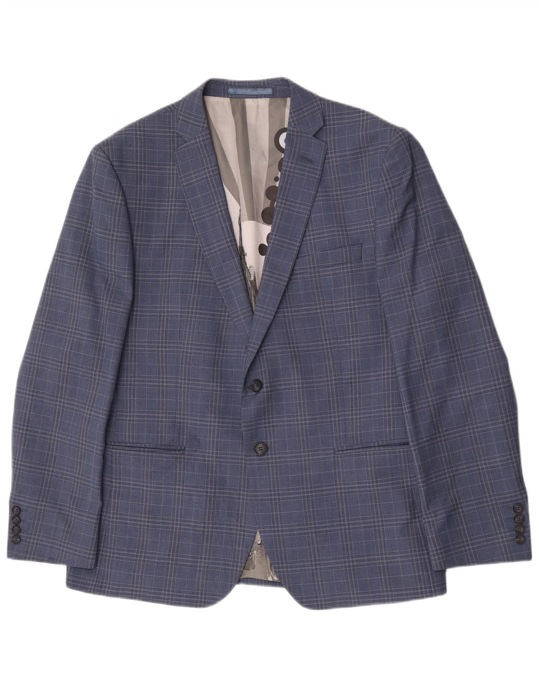 Мужской пиджак Ben Sherman на 2 пуговицах, Великобритания 44, 2XL, синяя шерстяная клетка
