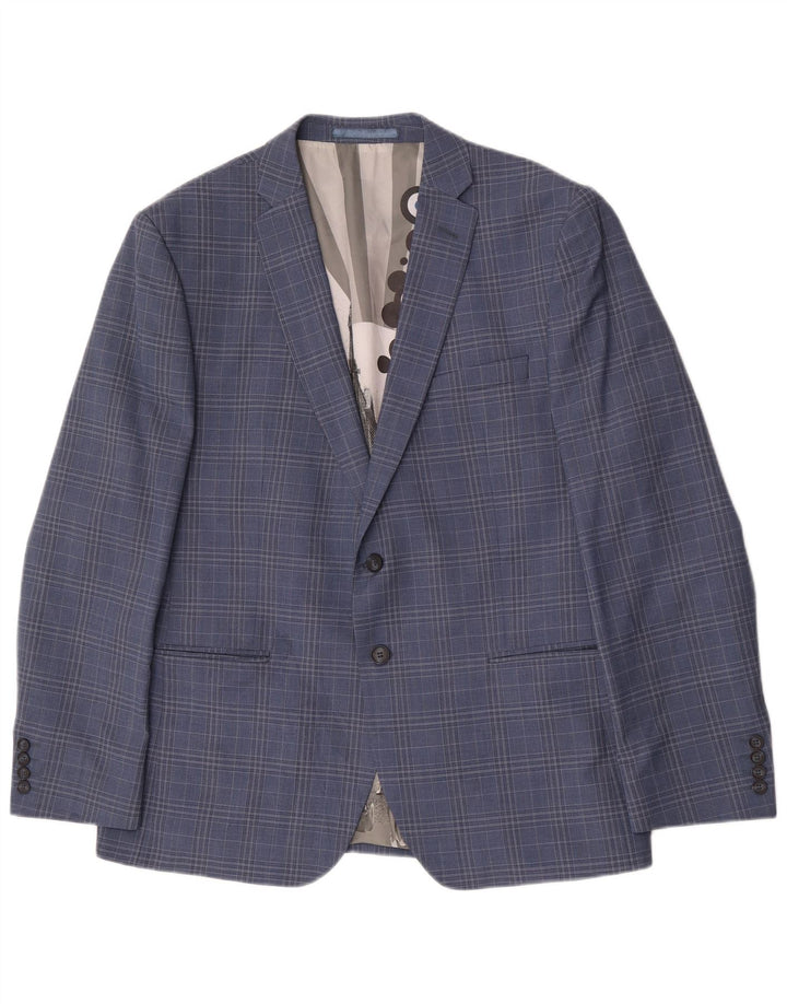 Мужской пиджак Ben Sherman на 2 пуговицах, Великобритания 44, 2XL, синяя шерстяная клетка