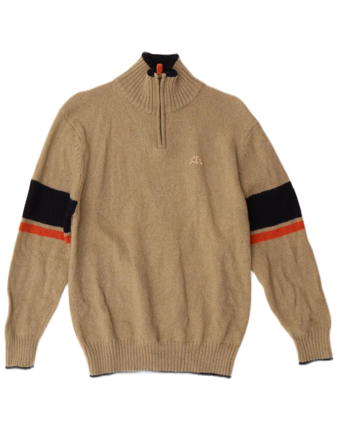 Женский джемпер Kappa с воротником на молнии, классический шерстяной свитер среднего бежевого цвета в полоску