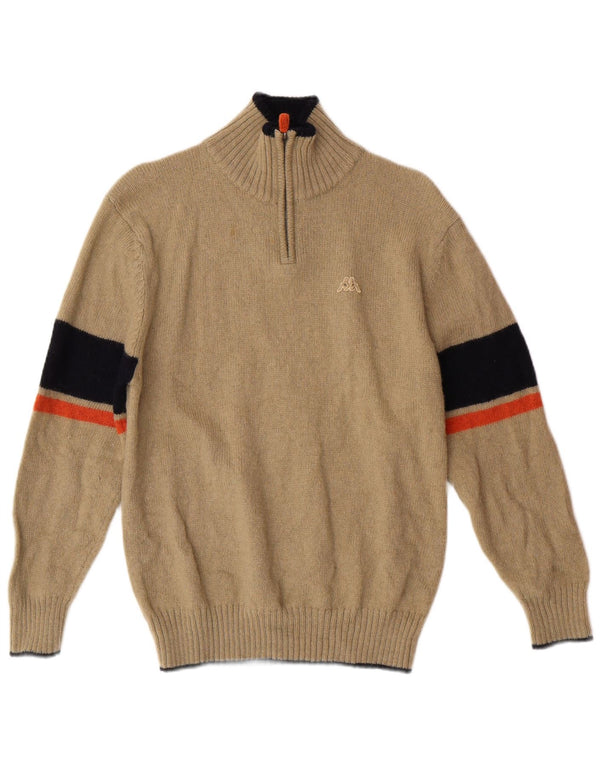 Женский джемпер Kappa с воротником на молнии, классический шерстяной свитер среднего бежевого цвета в полоску