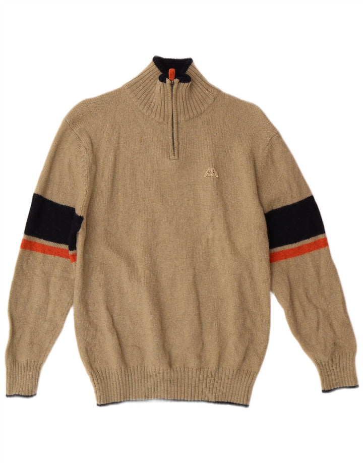 Женский джемпер Kappa с воротником на молнии, классический шерстяной свитер среднего бежевого цвета в полоску